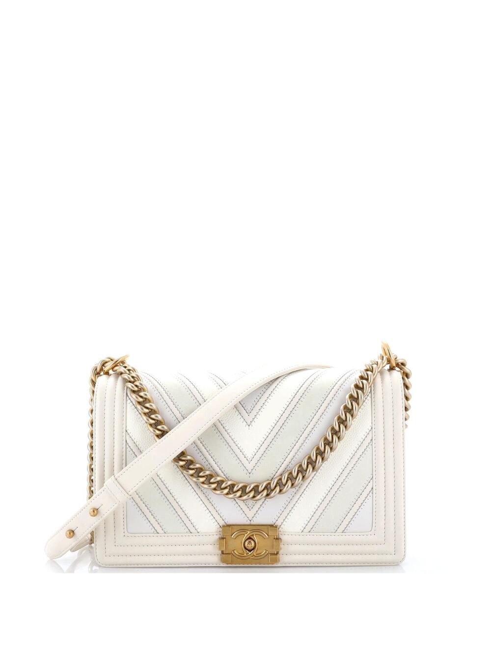 Chanel Boy Flap Bag Chevron Caviar And #373238C37B